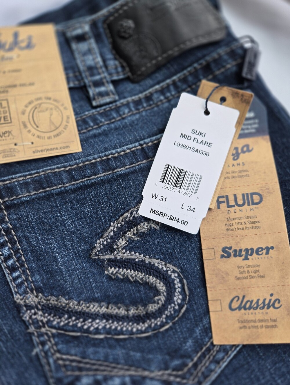 NWT - Silver Jeans Co. Suki Mid Flare W31 L34 VINTAGE Retro - Circa 2015